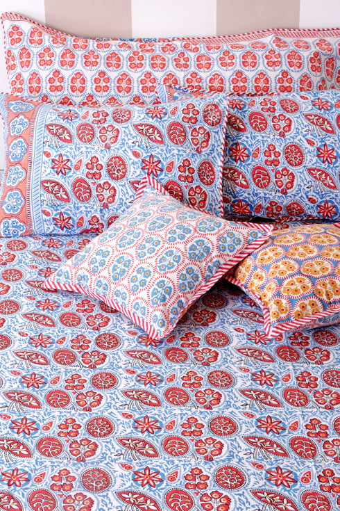 20s Cotton Bed Cover in Block Print